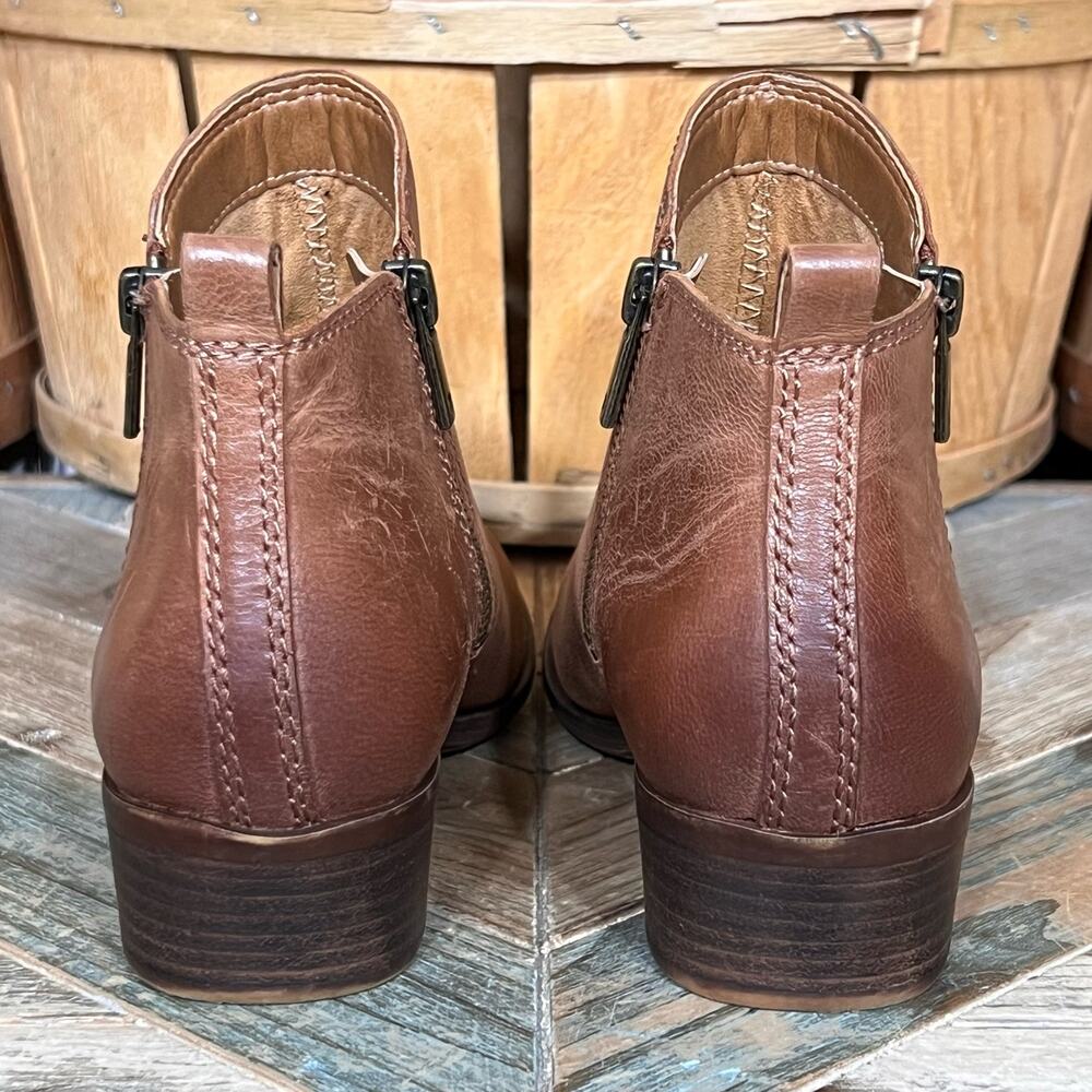 Lucky Brand Basel Tan Brown Leather Double Zip Ankle Boots Womens Size 7.5 - Picture 6 of 12